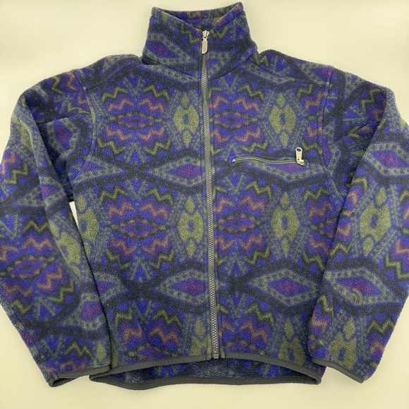 The North Face Jackets & Blazers - The North Face Vintage Aztec Fleece Jacket XS Purple Blue Green Full Zip